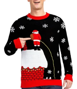 Tipsy Elves Men's Leaky Roof Light Up Ugly Christmas Sweater Best