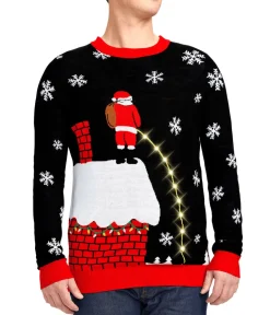 Tipsy Elves Men's Leaky Roof Light Up Ugly Christmas Sweater Best