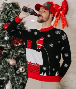Tipsy Elves Men's Leaky Roof Light Up Ugly Christmas Sweater Best