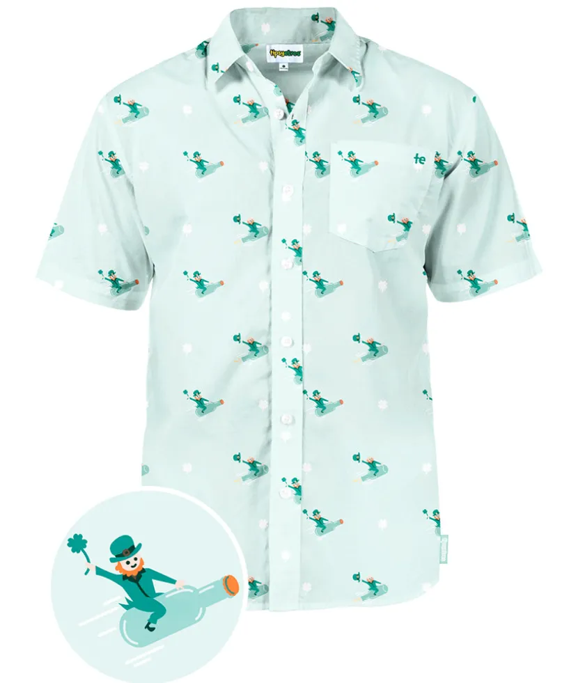 Tipsy Elves Men's Leprechaun Liftoff Button Down Shirt Online