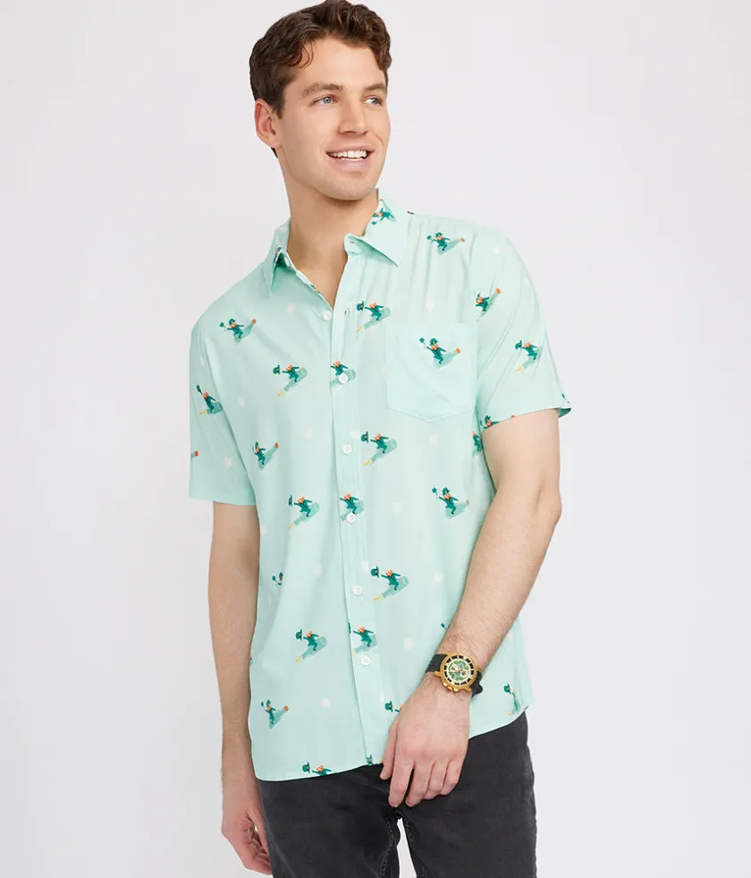 Tipsy Elves Men's Leprechaun Liftoff Button Down Shirt Online