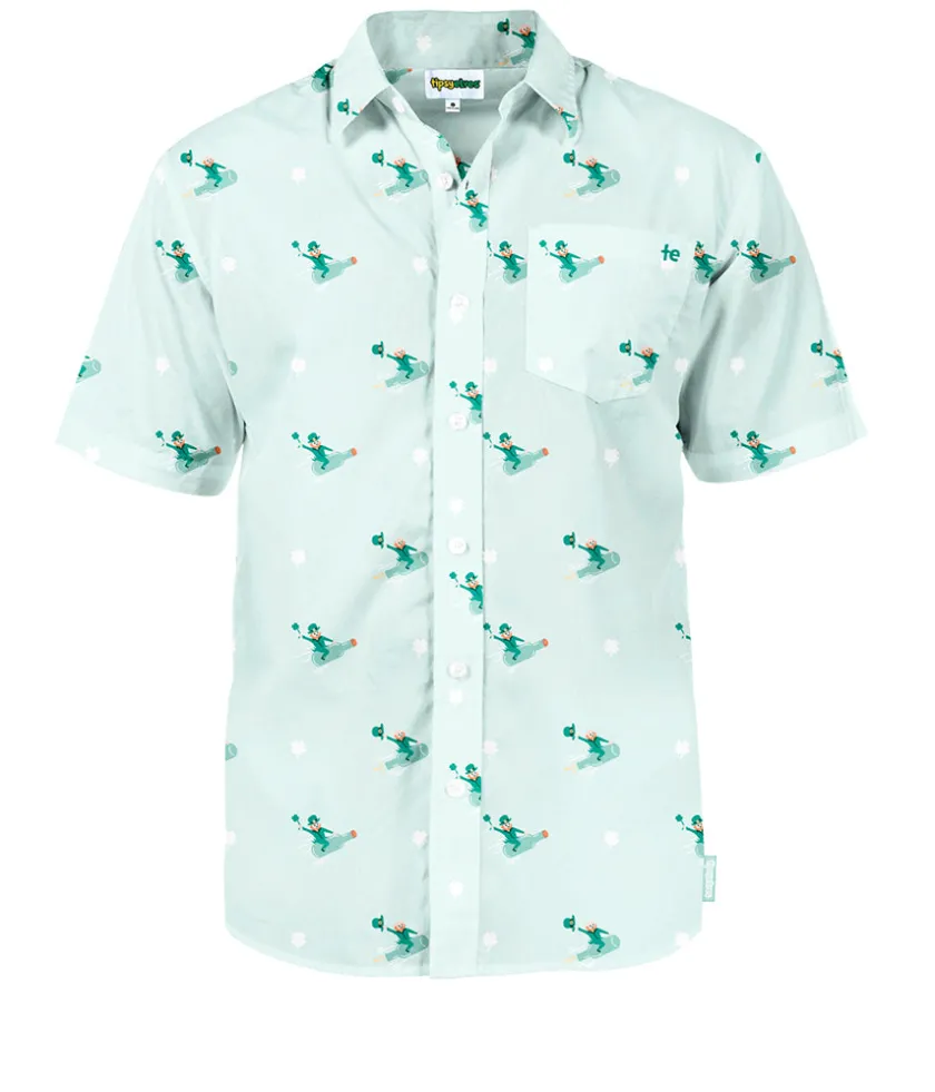 Tipsy Elves Men's Leprechaun Liftoff Button Down Shirt Online