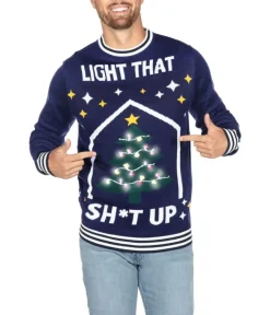 Tipsy Elves Men's Light that Sh*t Up Ugly Christmas Sweater Best