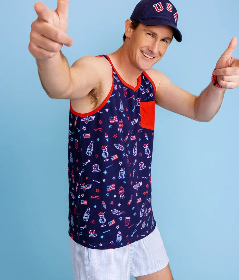 Tipsy Elves Men's Lights and Liberty Tank Top Sale