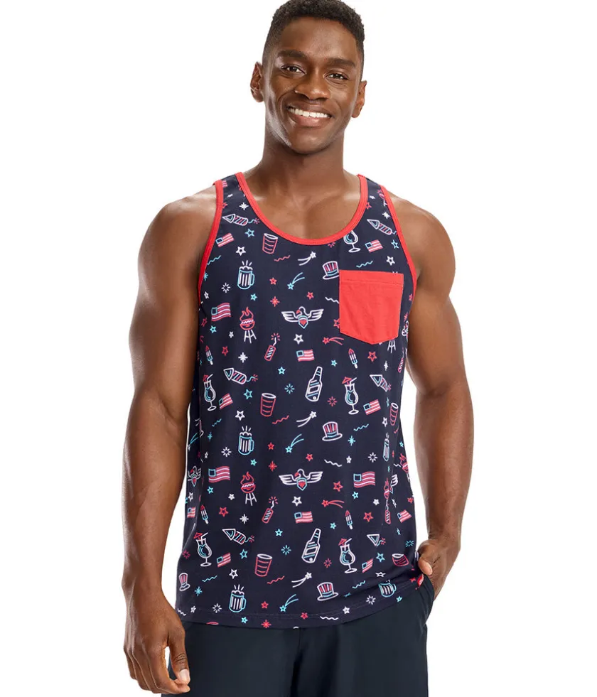 Tipsy Elves Men's Lights and Liberty Tank Top Sale
