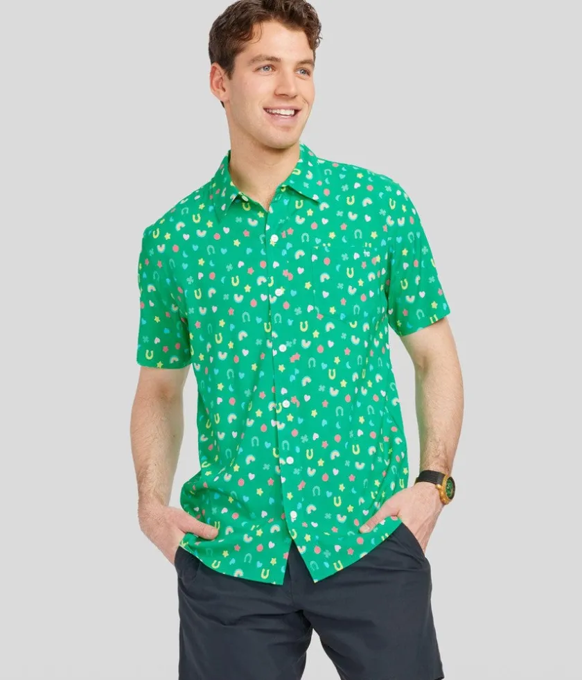 Tipsy Elves Men's Lucky Charmer Button Down Shirt Online