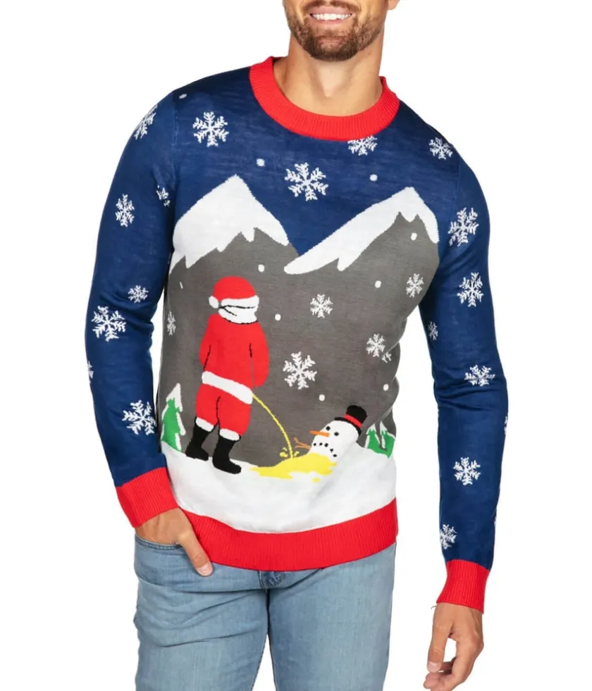Tipsy Elves Men's Melting Snowman Ugly Christmas Sweater Outlet