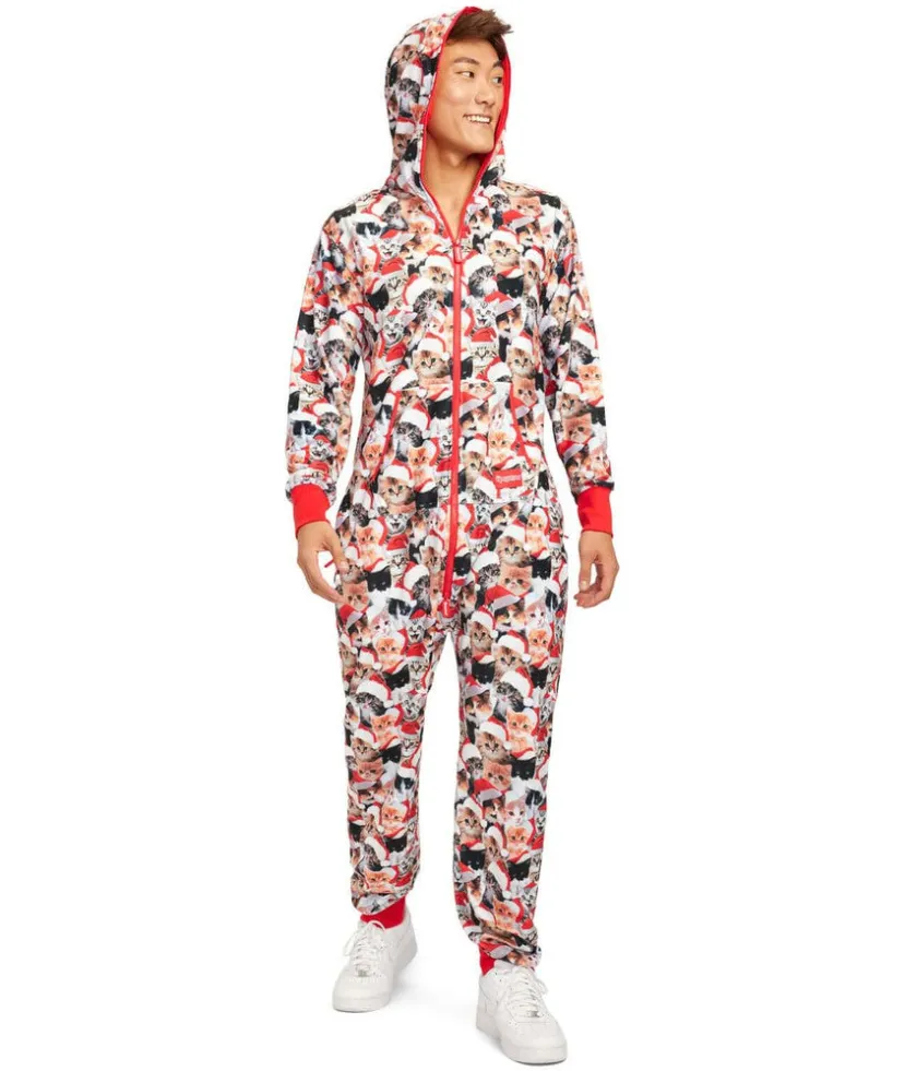 Tipsy Elves Men's Meowy Catmus Jumpsuit New