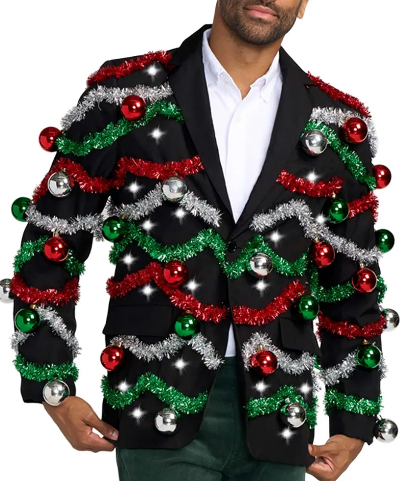Tipsy Elves Men's Midnight Garland Light Up Blazer Hot