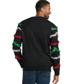 Tipsy Elves Men's Midnight Garland Light Up Ugly Christmas Sweater Sale