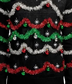 Tipsy Elves Men's Midnight Garland Light Up Ugly Christmas Sweater Sale