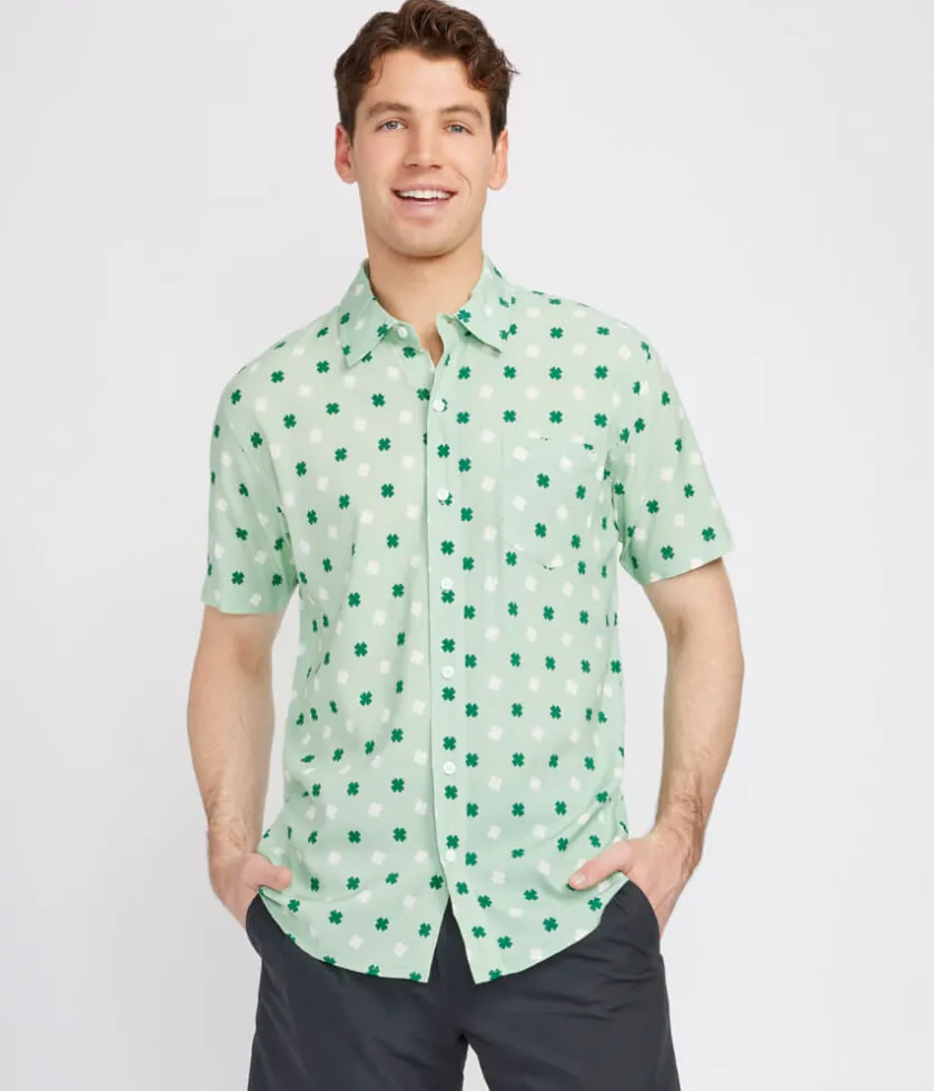 Tipsy Elves Men's Mint Clover Button Down Shirt New