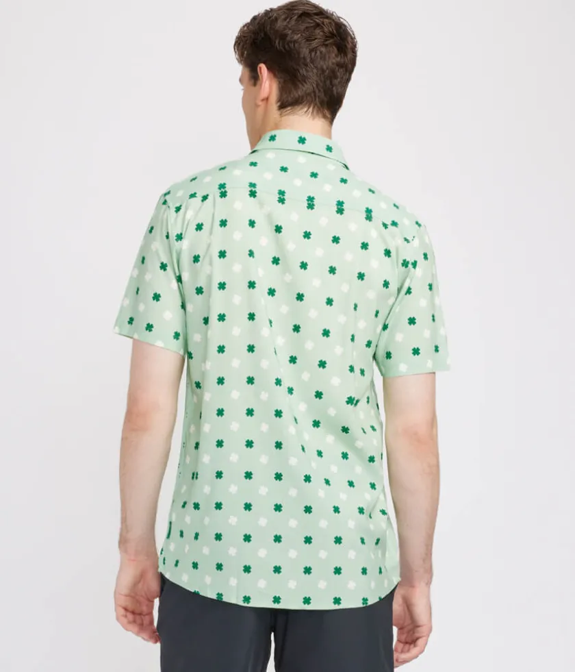 Tipsy Elves Men's Mint Clover Button Down Shirt New