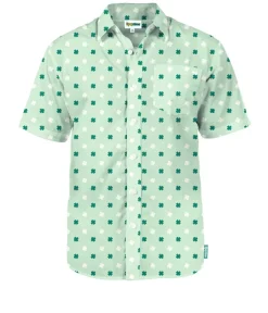Tipsy Elves Men's Mint Clover Button Down Shirt New