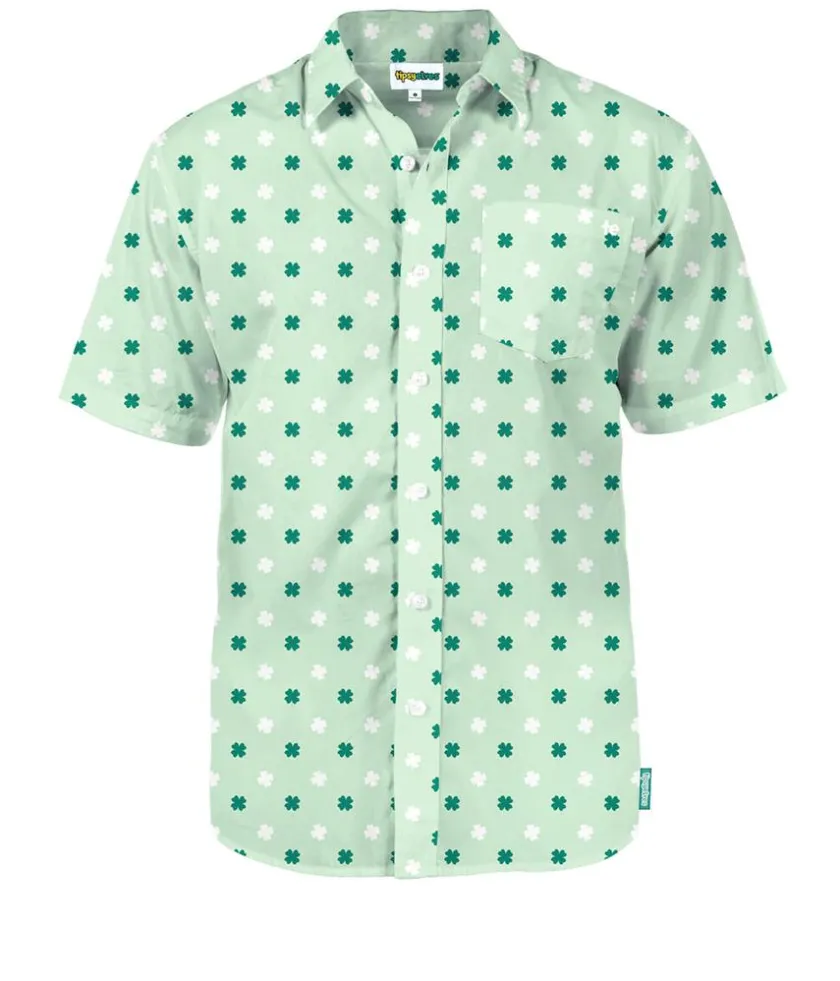 Tipsy Elves Men's Mint Clover Button Down Shirt New