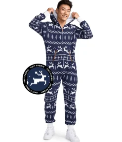 Tipsy Elves Men's Navy Fair Isle Knit Jumpsuit New