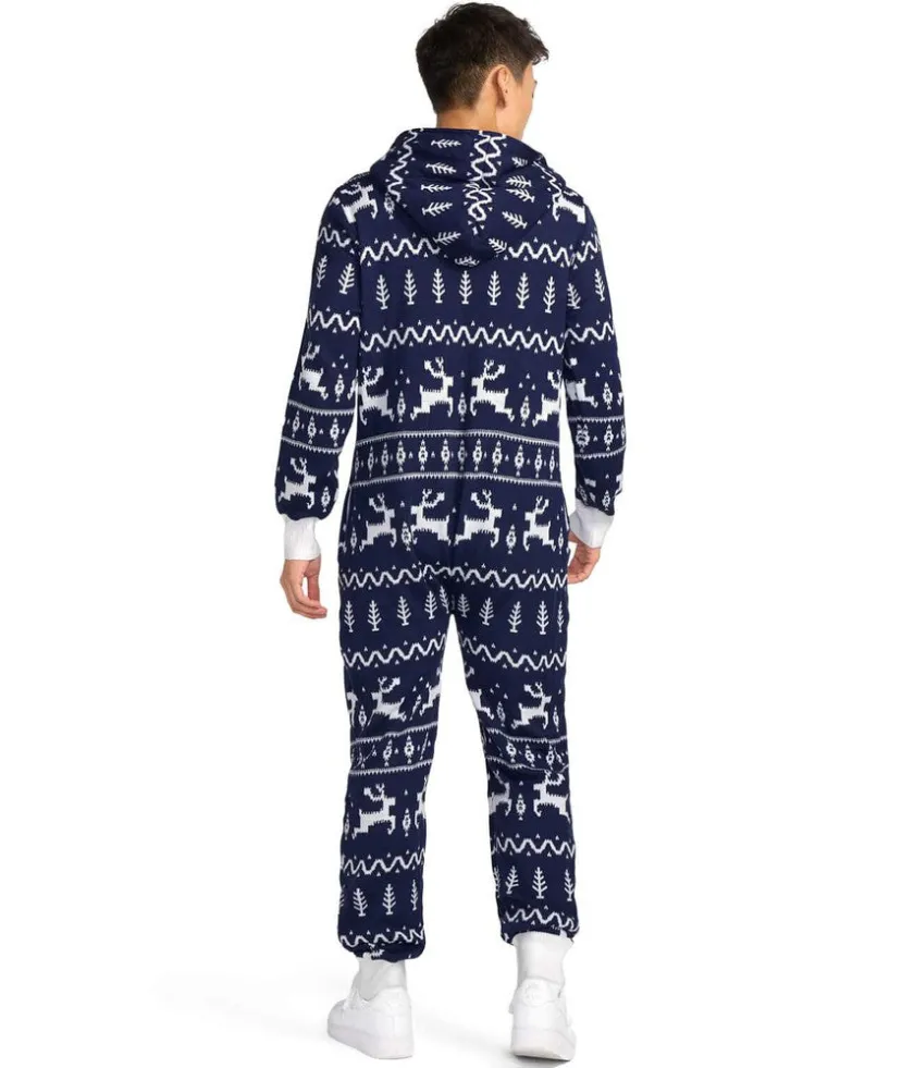 Tipsy Elves Men's Navy Fair Isle Knit Jumpsuit New