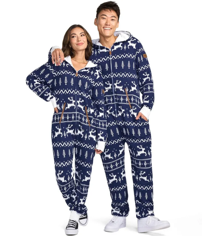 Tipsy Elves Men's Navy Fair Isle Knit Jumpsuit New