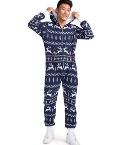 Tipsy Elves Men's Navy Fair Isle Knit Jumpsuit New