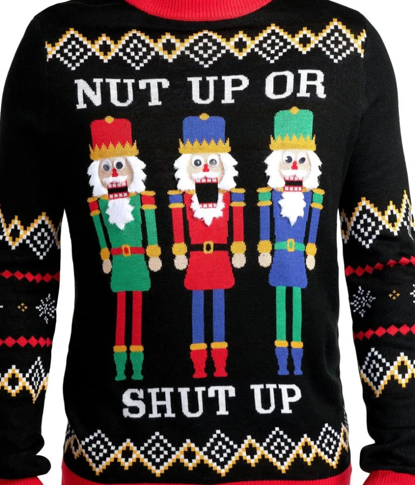 Tipsy Elves Men's Nut Up or Shut Up Ugly Christmas Sweater