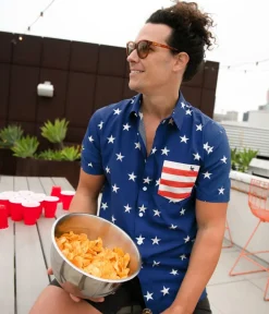 Tipsy Elves Men's Old Glory Button Down Shirt Best