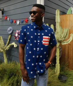 Tipsy Elves Men's Old Glory Button Down Shirt Best