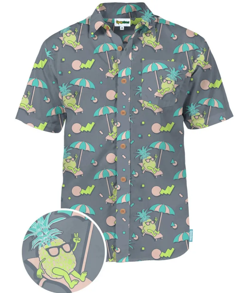 Tipsy Elves Men's Peace Out Pineapple Hawaiian Shirt Outlet
