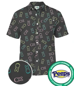 Tipsy Elves Men's PEEPS® Neon Bunnies Button Down Shirt New