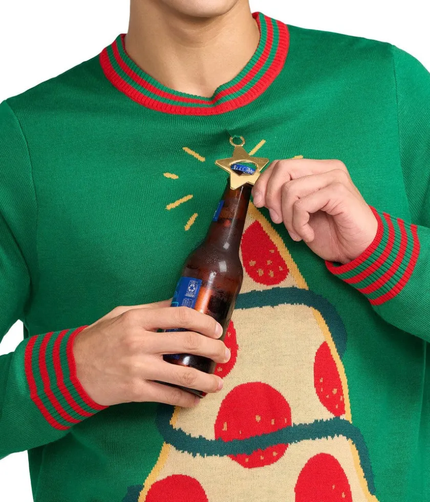 Tipsy Elves Men's Pizza Tree Ugly Christmas Sweater Sale