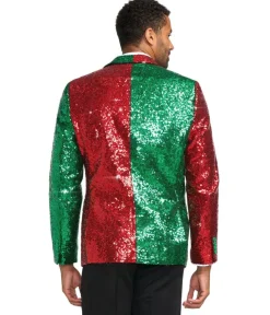 Tipsy Elves Men's Red and Green Sequin Blazer Best