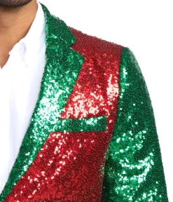 Tipsy Elves Men's Red and Green Sequin Blazer Best