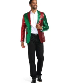 Tipsy Elves Men's Red and Green Sequin Blazer Best