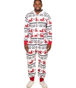Tipsy Elves Men's Red and White Reindeer Jumpsuit