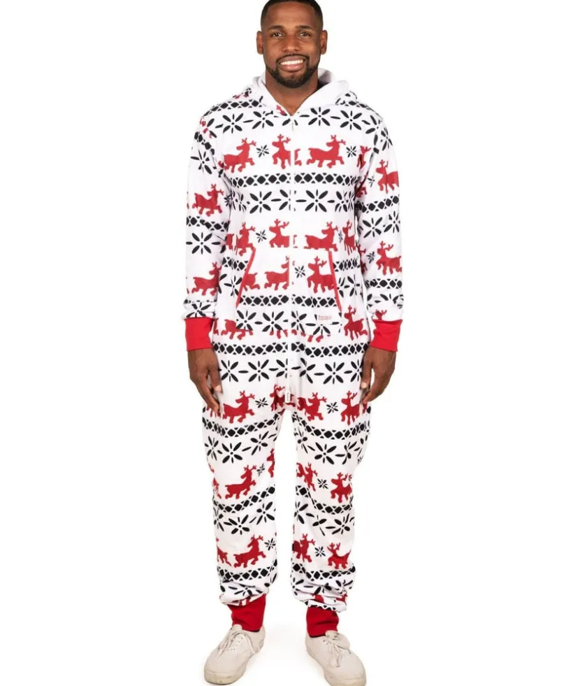 Tipsy Elves Men's Red and White Reindeer Jumpsuit