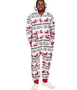 Tipsy Elves Men's Red and White Reindeer Jumpsuit