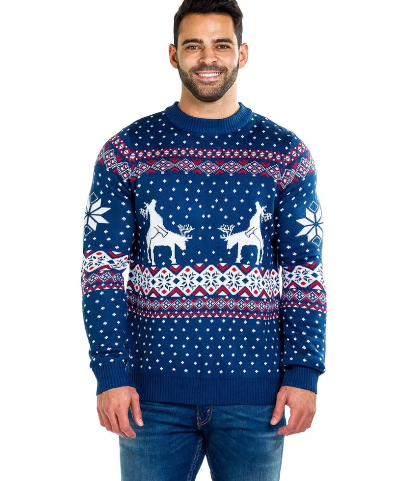 Tipsy Elves Men's Reindeer Climax Ugly Christmas Sweater Hot