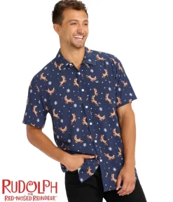 Tipsy Elves Men's Rudolph Button Down Shirt Outlet