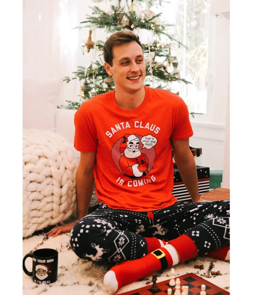 Tipsy Elves Men's Santa Claus is Coming Tee Hot