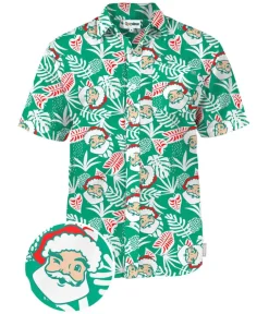 Tipsy Elves Men's Santa Palms Button Down Shirt New