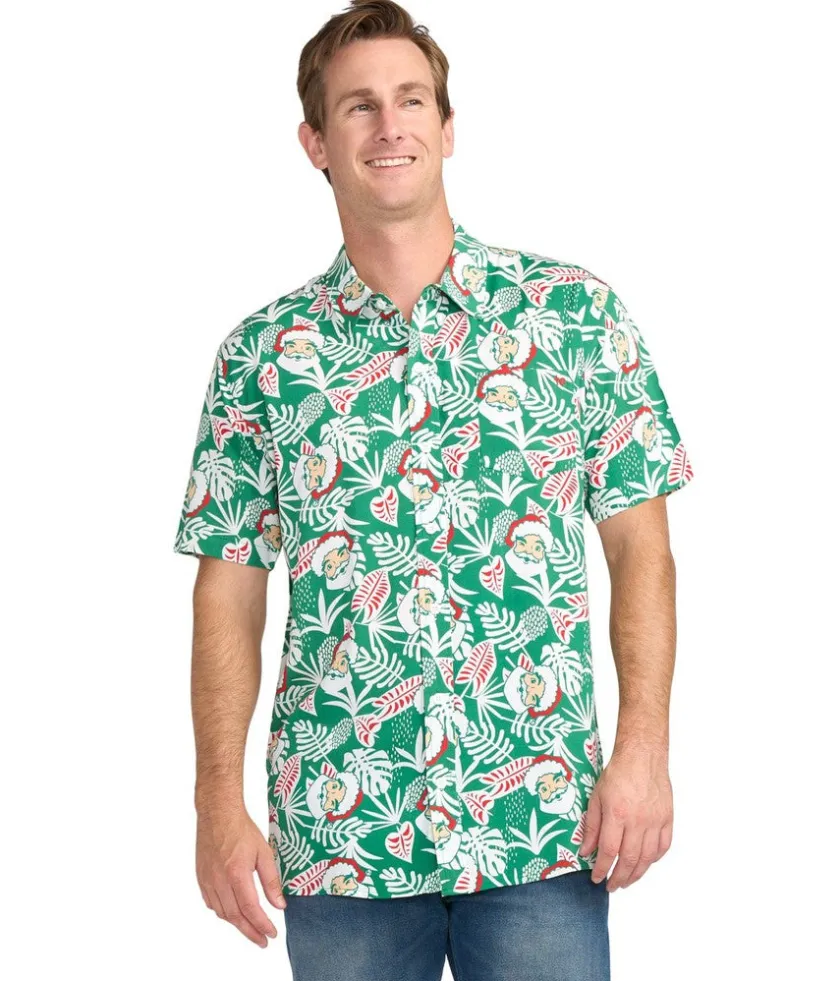 Tipsy Elves Men's Santa Palms Button Down Shirt New