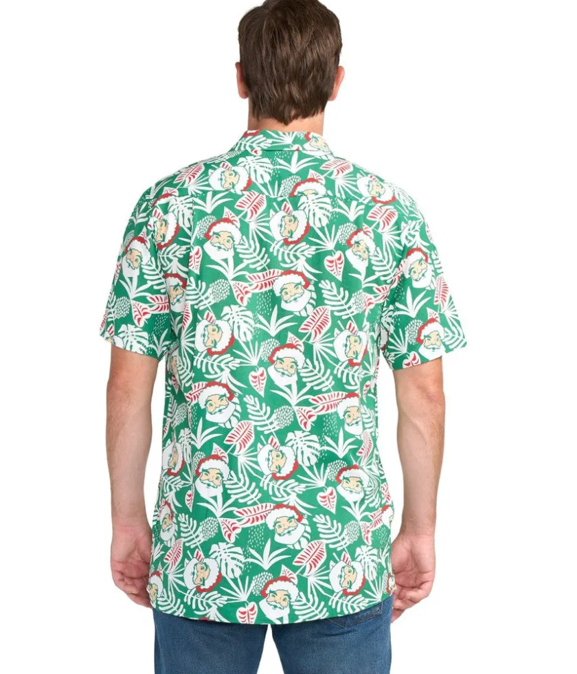 Tipsy Elves Men's Santa Palms Button Down Shirt New