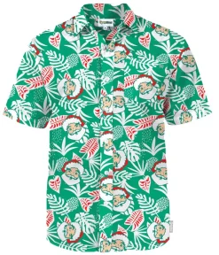 Tipsy Elves Men's Santa Palms Button Down Shirt New