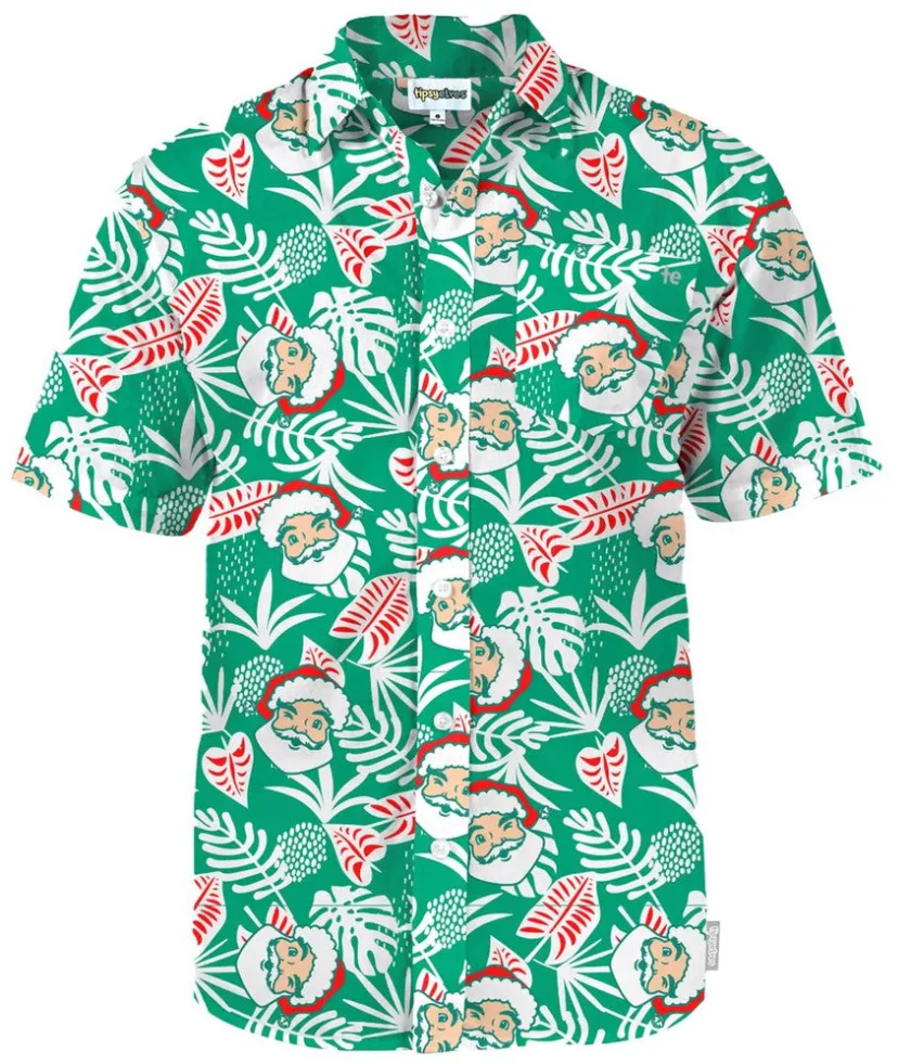 Tipsy Elves Men's Santa Palms Button Down Shirt New