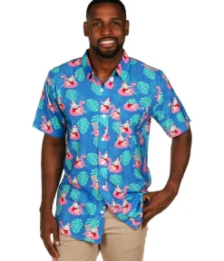 Tipsy Elves Men's Santa Pool Party Button Down Shirt