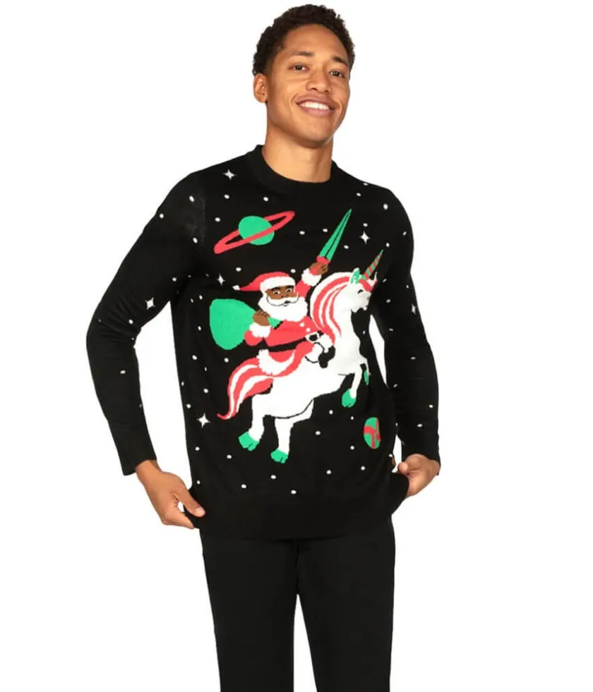 Tipsy Elves Men's Santa Unicorn Ugly Christmas Sweater Online