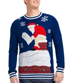Tipsy Elves Men's Santa's Log on the Fire Ugly Christmas Sweater Outlet