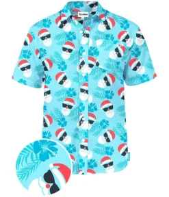 Tipsy Elves Men's Shady Santa Button Down Shirt Sale