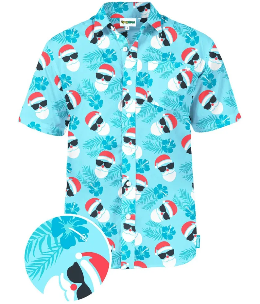 Tipsy Elves Men's Shady Santa Button Down Shirt Sale