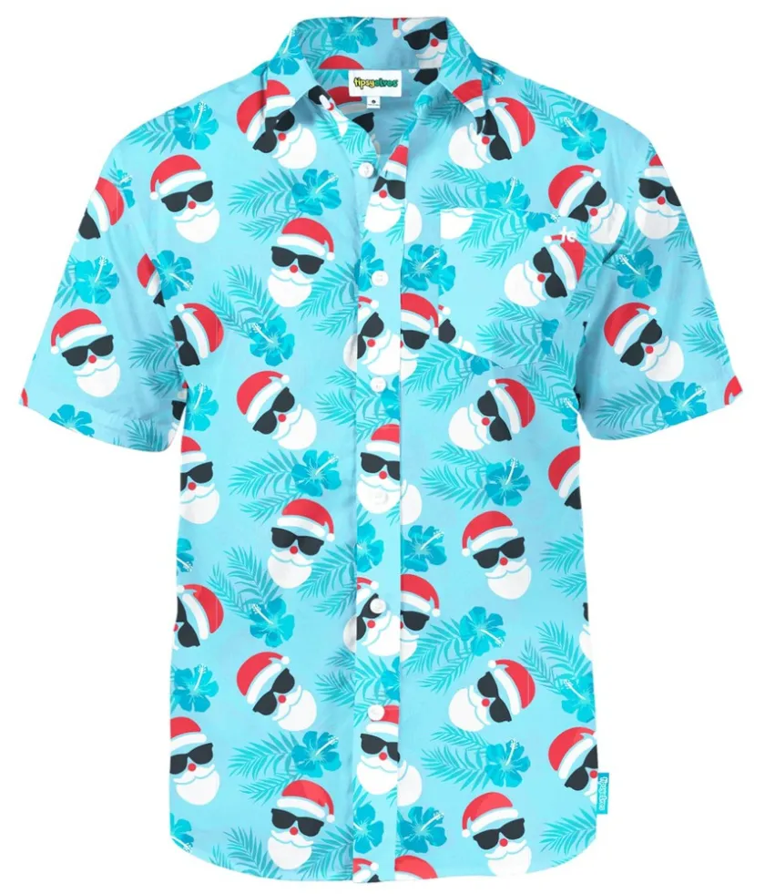 Tipsy Elves Men's Shady Santa Button Down Shirt Sale