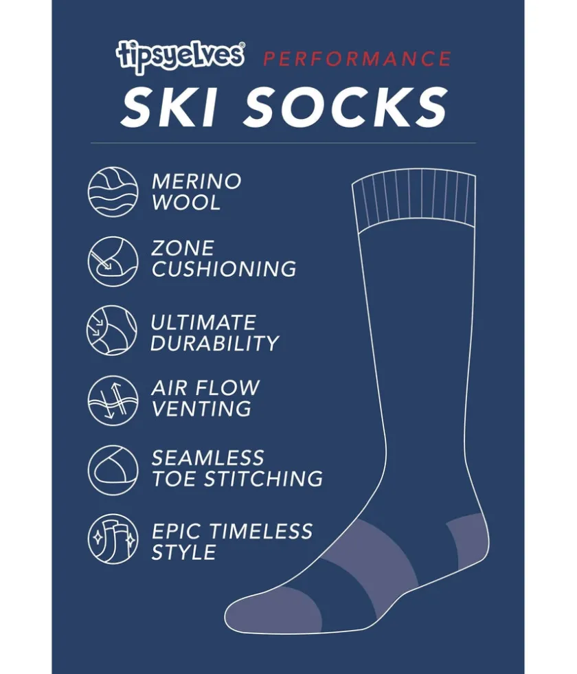 Tipsy Elves Men's Sunset Slopes Performance Ski Socks (Fits Sizes 8-11M) Hot